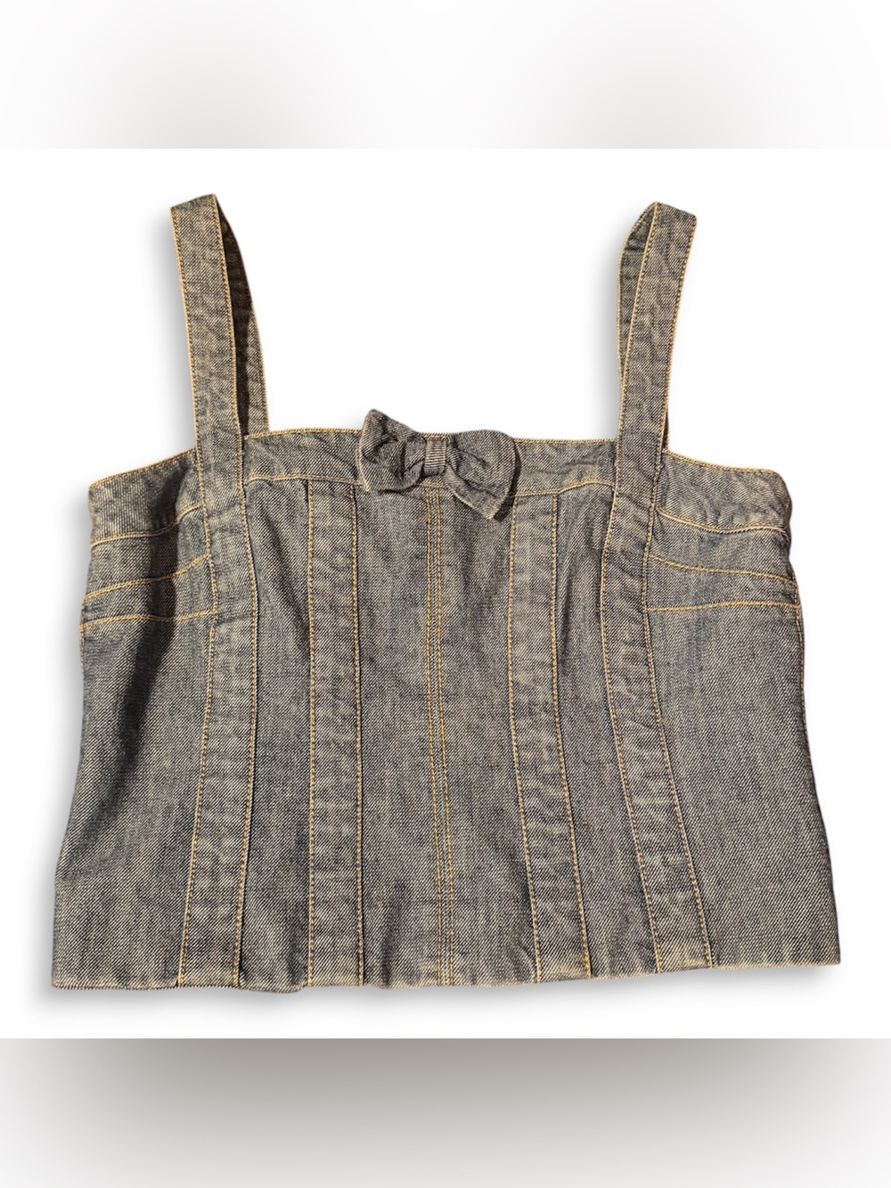 Marc Jacobs Blue Denim Jean Bustier Corset Crop Top Bow
